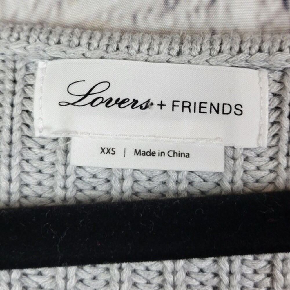 Lovers & Friends Addison gray ribbed knit flared sleeve v cut neckline sweater - Picture 7 of 10